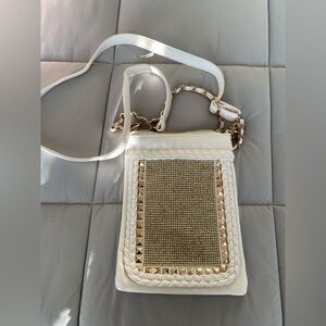 White rhinestone crossbody bag